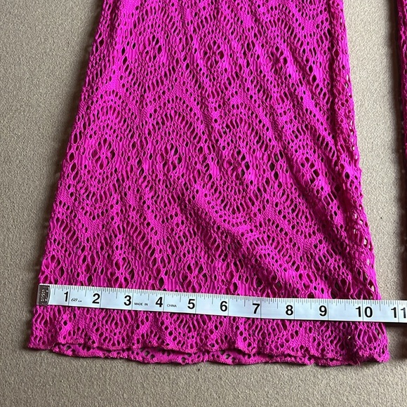 BECCA by Rebecca Virtue Boho Crochet Lace Beach Cover Up Pants - Fuchsia- Small - Picture 10 of 12